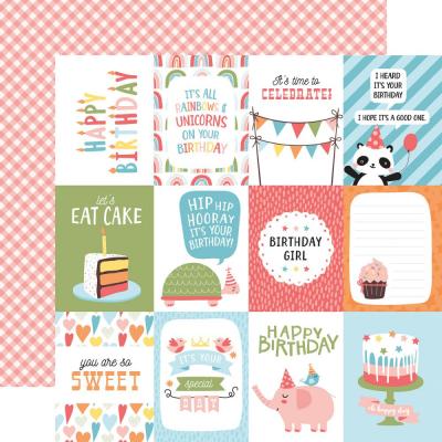 Echo Park Birthday Girl Designpapier - 3 x 4 Journaling Cards